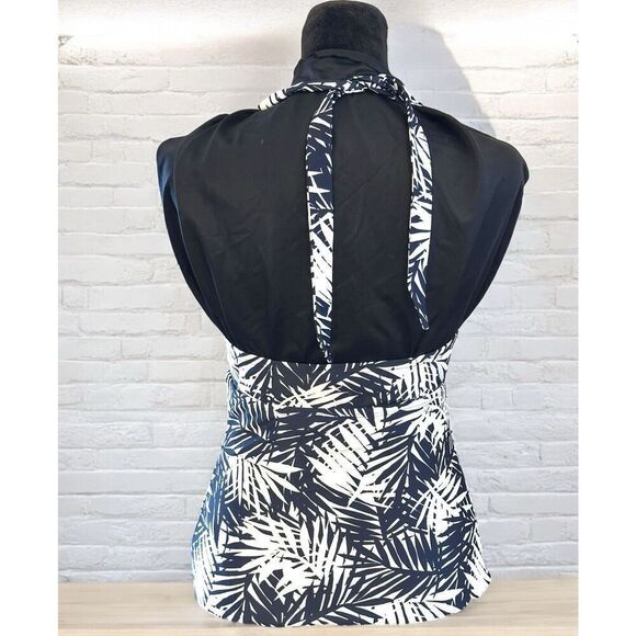 GAP TANKINI Halter Swimsuit TOP ONLY Sz Small DARK Blue/Black White Fast Ship - Picture 2 of 16